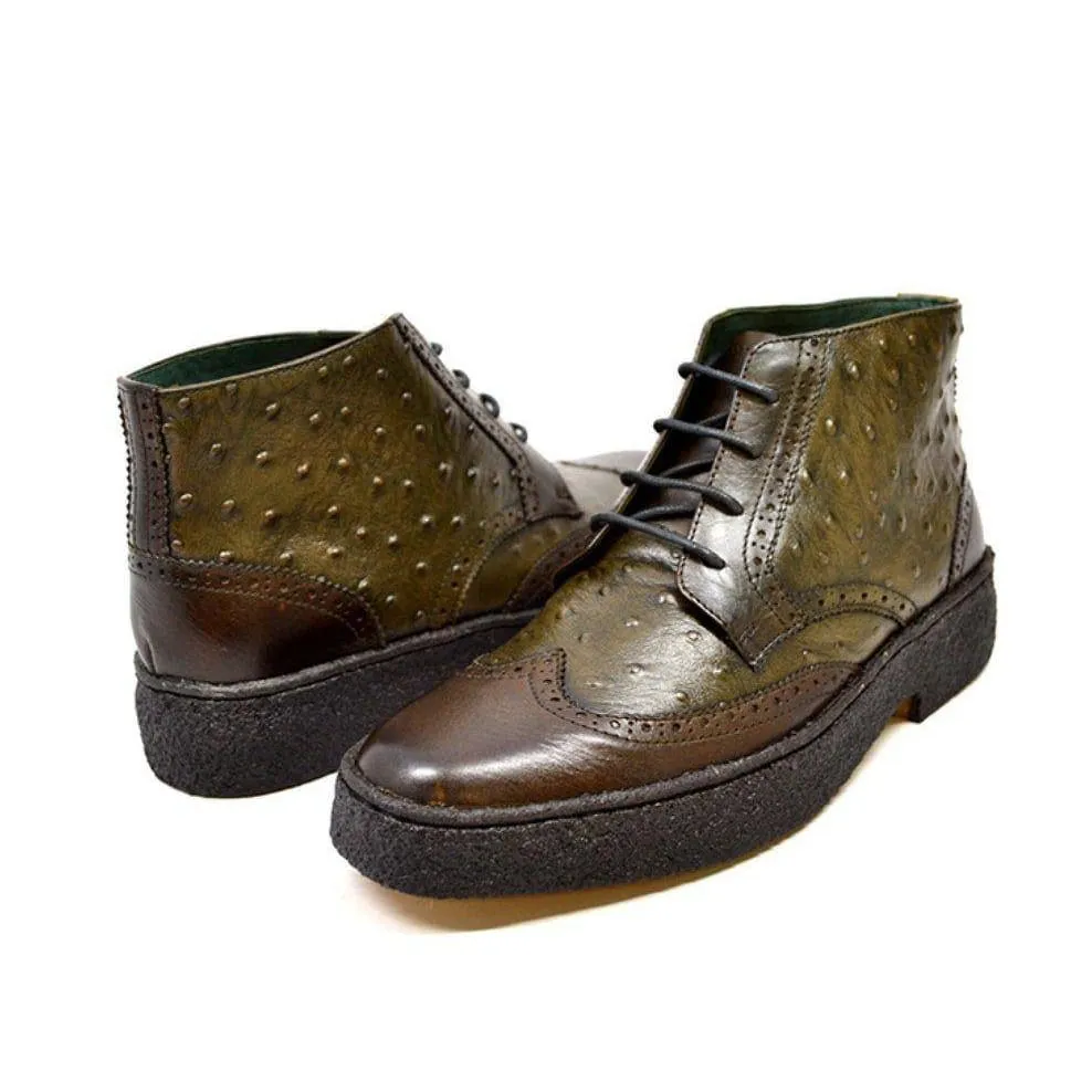 British Walkers Playboy Wingtip Limited Edition Men's Ostrich Leather High Top