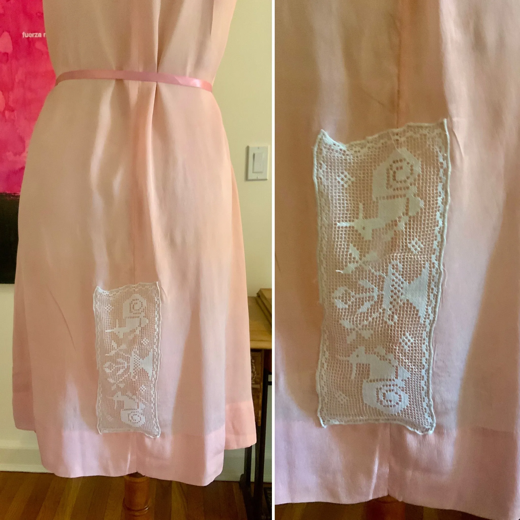 Embroidered Silk Slip Dress - 50s